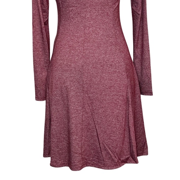 Mauve Long Sleeve Strappy Back Flared Skirt Mini Dress - Picture 14 of 16